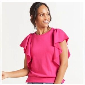 Evereve Pink Ruffle Sleeve Blouse